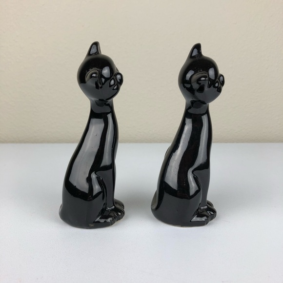 VTG Set of 2 MCM 6" Tall Black Cat Figurines Moder - Picture 5 of 10